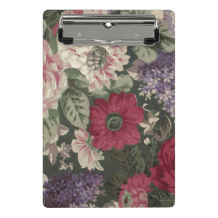 Vintage red pink blue white flowers painting mini clipboard