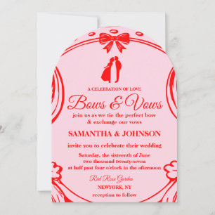 Vintage Red Pink Bows & Ribbons Arch Wedding  Invitation