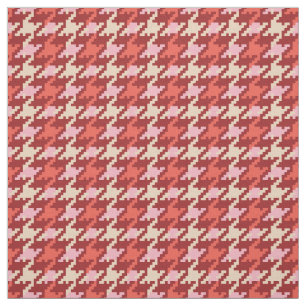 Vintage red pink houndstooth plaid pattern fabric