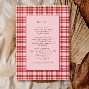Vintage Red Pink Plaid Country Gingham Details Enclosure Card