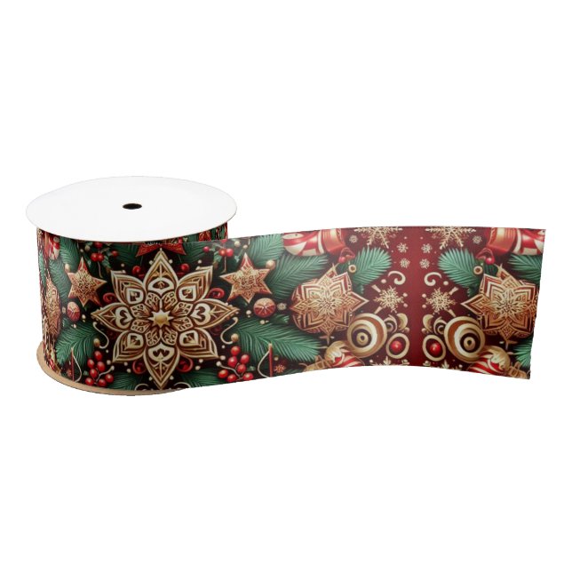 Vintage Red Plaid Christmas Holiday Satin Ribbon (Spool)