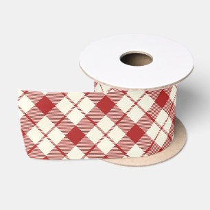 Vintage Red Plaid Christmas Satin Ribbon