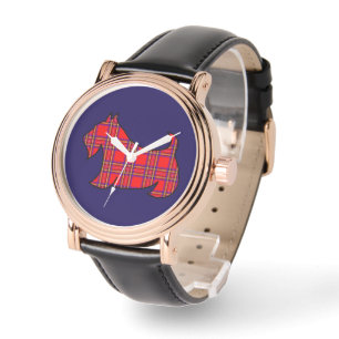 Vintage Red Plaid Scottish Terrier Watch