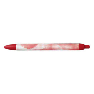 Vintage Red Pop Art Halftone Dot Pattern Black Ink Pen