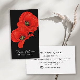 Vintage Red Poppies Botanical Business Card