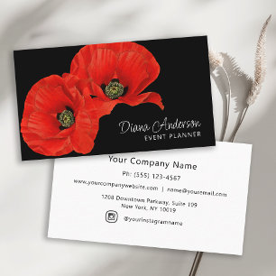 Vintage Red Poppies Botanical Business Card