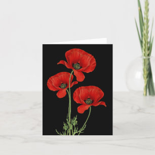 Vintage Red Poppies Botanical Print Card
