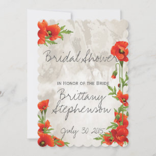 VINTAGE RED POPPIES BRIDAL SHOWER INVITATION