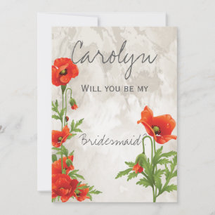 VINTAGE RED POPPIES BRIDESMAID INVITE