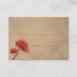 Vintage Red Poppies Parchment Look Place Card