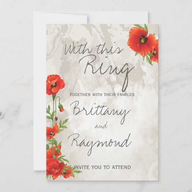 VINTAGE RED POPPIES WEDDING INVITATION (Front)