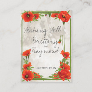 VINTAGE RED POPPIES WISHING WELL GIFT CARD INSERT