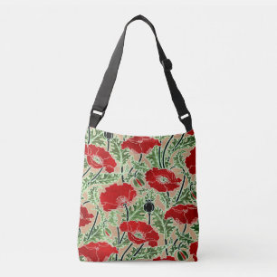Vintage Red Poppy Crossbody Bag