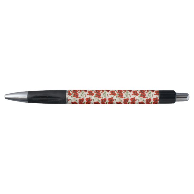 Vintage Red Poppy Floral Pattern Botanical Art (Front)