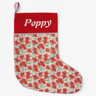 Vintage Red Poppy Floral Pattern Small Christmas Stocking