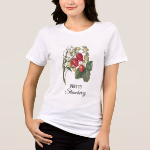 Vintage Red Pretty Strawberry Branch Personalised Tri-Blend Shirt