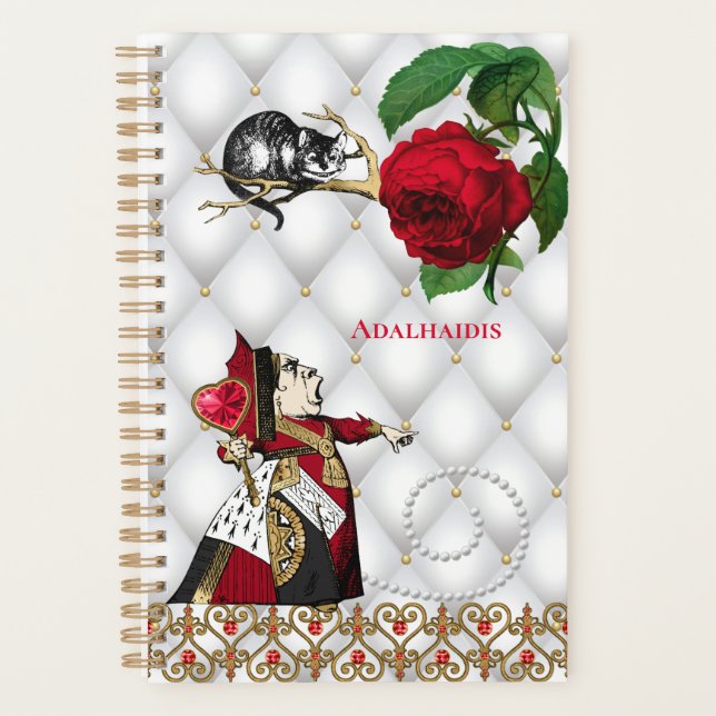 Vintage Red Queen Cat Rose Planner (Front)