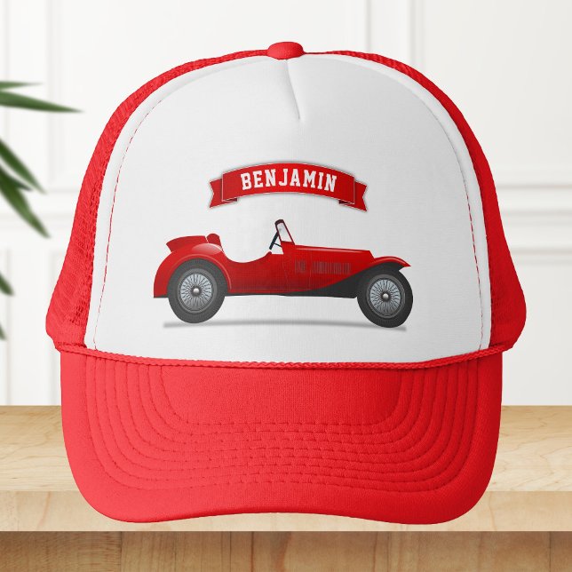 Vintage Red Race Car Kids Trucker Hat (Creator Uploaded)