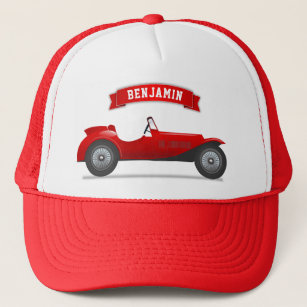 Vintage Red Race Car Kids Trucker Hat