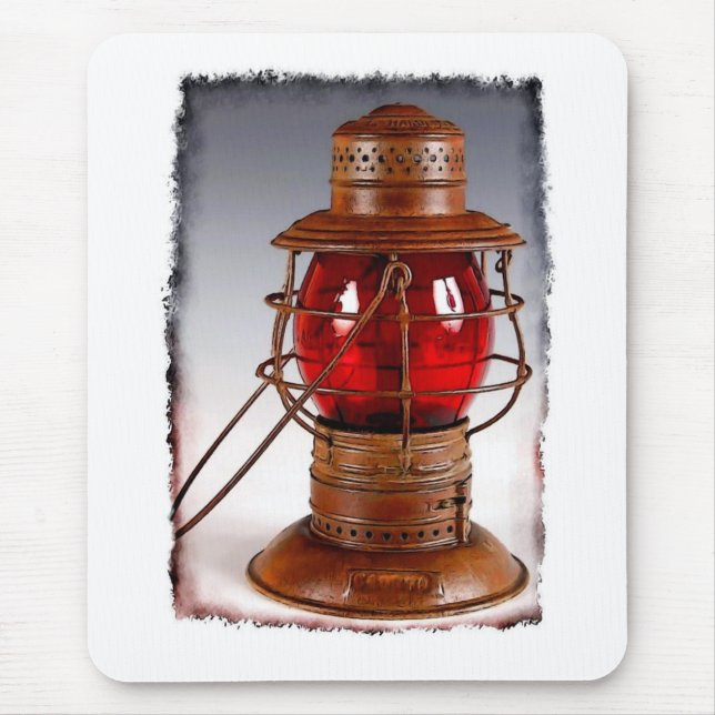 Vintage Red Railroad Lantern Mouse Mat (Front)