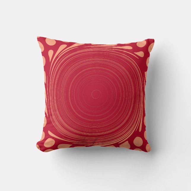 Vintage Red Retro Swirl Painting Abstract Art Cushion (Front)