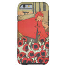 Vintage Red Riding Hood Wolf Poppy Flowers