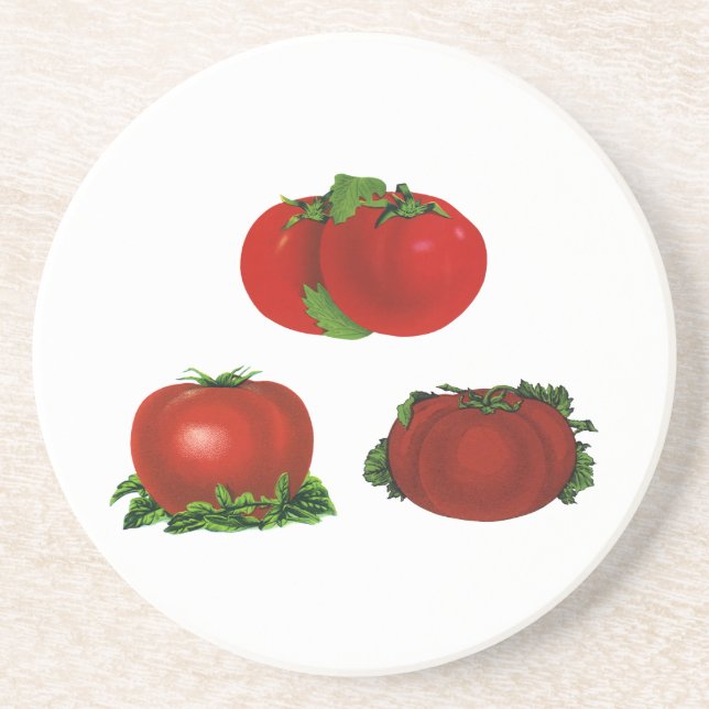 Vintage Red Ripe Tomatoes Food, Fruits, Vegetables Coaster (Front)