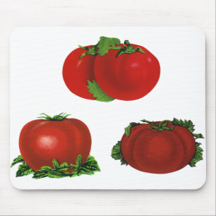 Vintage Red Ripe Tomatoes Food, Fruits, Vegetables Mouse Mat