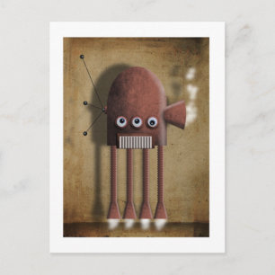 Vintage red robot postcard
