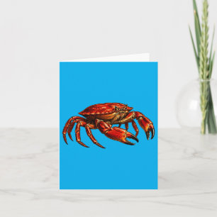Vintage Red Rock Crab Scientific Illustration Card