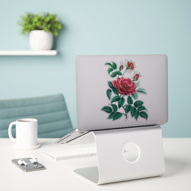 Vintage Red Rose (Laptop On Desk)