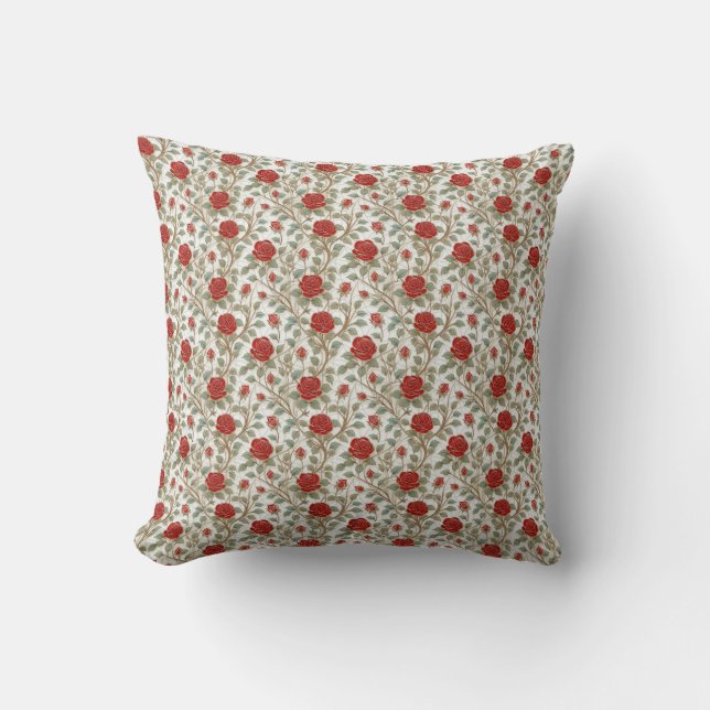 Vintage Red Rose Cushion (Front)
