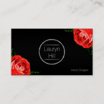 Vintage Red Rose Design Business Card