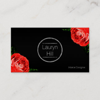 Vintage Red Rose Design Business Card