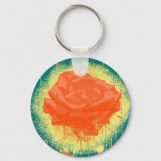 Vintage Red Rose Fine Art Key Ring (Front)