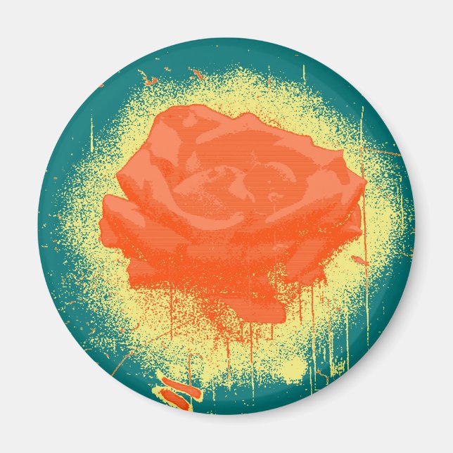 Vintage Red Rose Fine Art Magnet (Front)