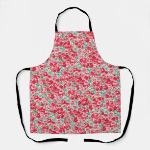 Vintage Red Rose Floral Pattern Apron