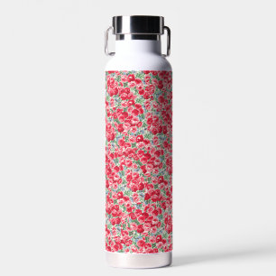 Vintage Red Rose Floral Pattern Water Bottle