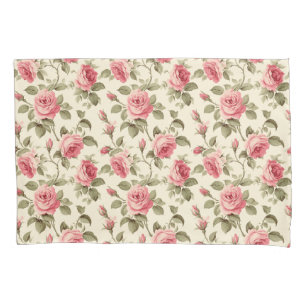 Vintage Red Rose Floral  Pillowcase