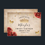Vintage Red Rose Gold Parchment Elegant Save The Date<br><div class="desc">Searching for elegant save the date ideas for a red and gold party theme? These beautiful, easy DIY template save the date invitations make it simple for you to create your own vintage fairytale princess themed stationery. The pretty botanical floral watercolor artwork by Raphaela Wilson depicts dark red roses accented...</div>