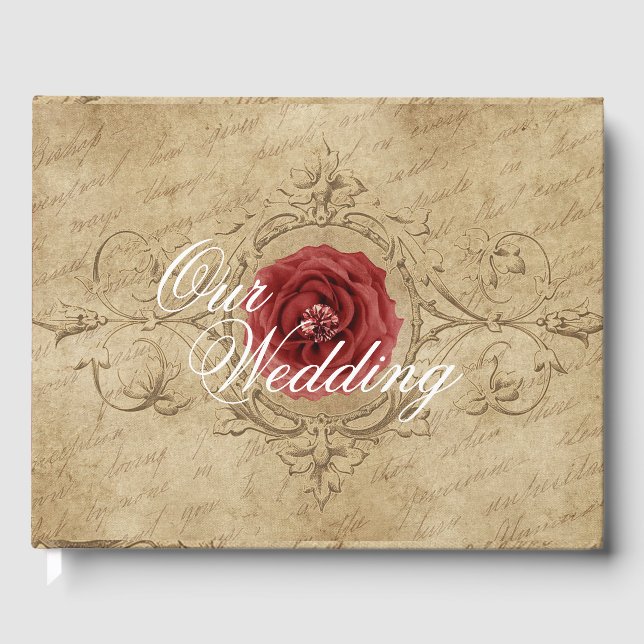 Vintage Red Rose Guest Book (Front)