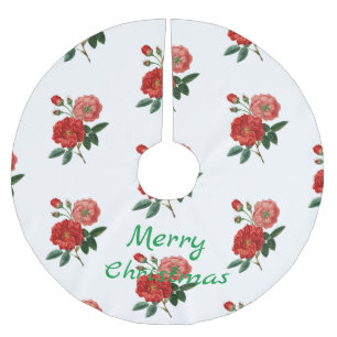 Vintage Red Rose Illustration Thunder_Cove Brushed Polyester Tree Skirt