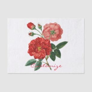 Vintage Red Rose Illustration Thunder_Cove Tissue Paper