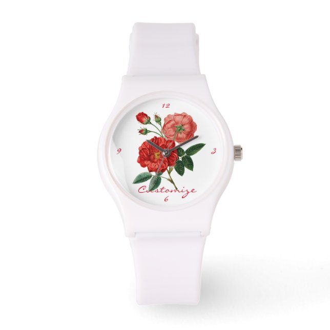Vintage Red Rose Illustration Thunder_Cove Watch (Front)