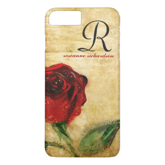 Vintage Red Rose Monogram iPhone 7 case