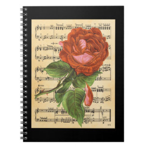 Vintage Red Rose & Music Notebook