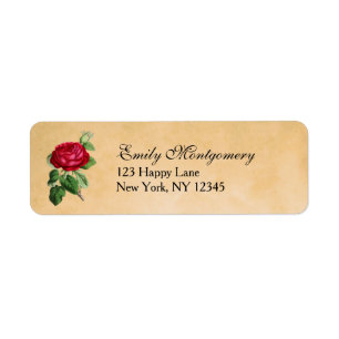 Vintage Red Rose on a Faux Tan Leather Background