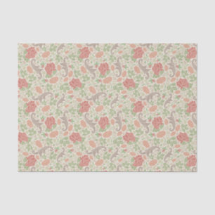 Vintage Red Rose Pink Carnations Mums Floral Tissue Paper