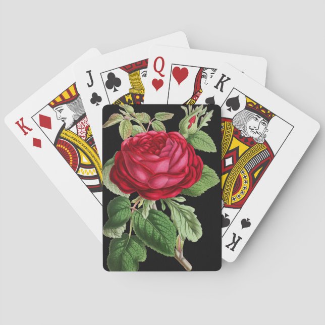 Vintage Red Rose Playing Cards (Back)