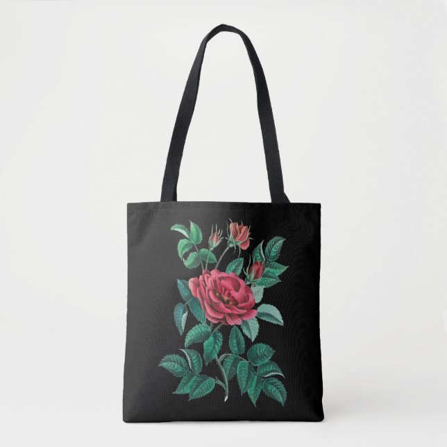 Vintage Red Rose Tote Bag (Front)